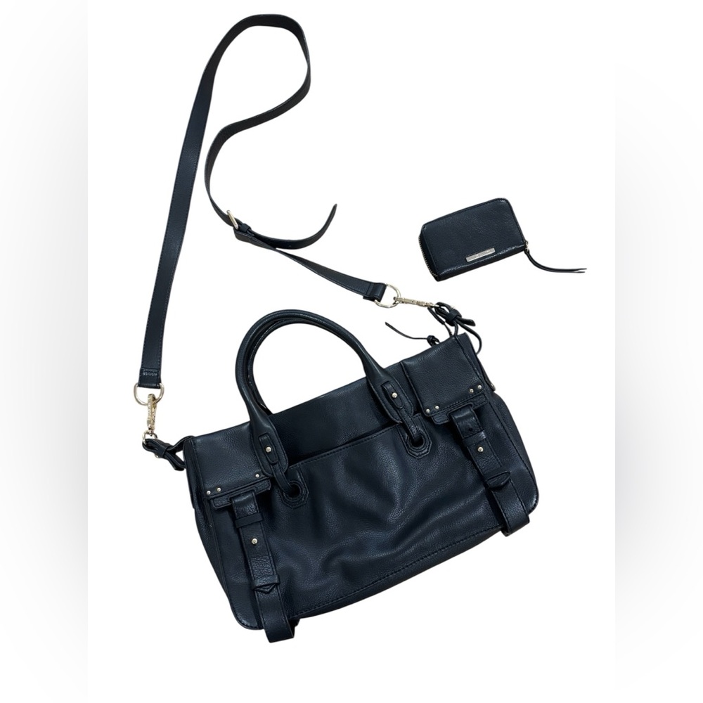 black leather purse and wallet